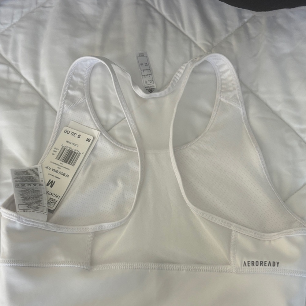 Adidas White Racerback Sports Top - Picture 2 of 2